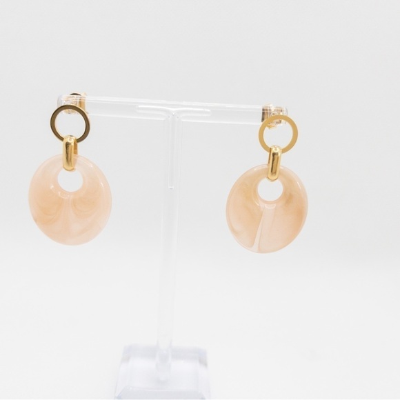 Amber Acrylic Oval Geometric Drop Earrings - Picture 7 of 8